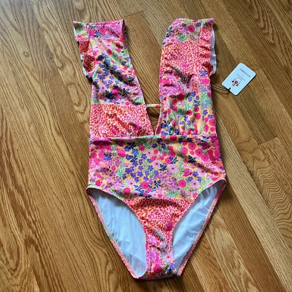 Free People Roopa Pemmaraju Beth Richards Sophia Purple Garden one piece M NWT - Picture 6 of 16